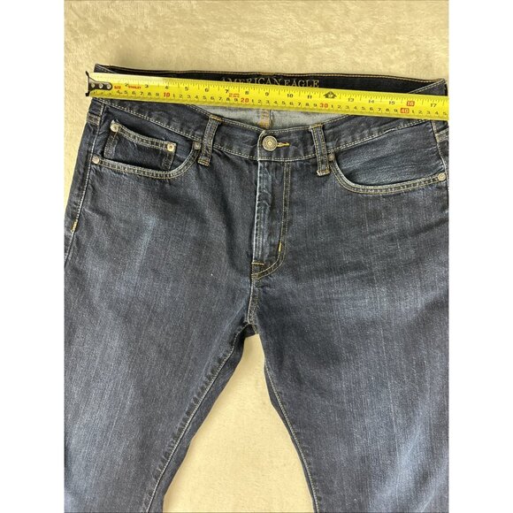 American Eagle Jeans Mens 34 X 32 Original Straight Dark Blue Denim Western - Picture 3 of 8